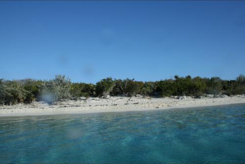 beautiful beach at Allens Cays and warm and chrystal clear water